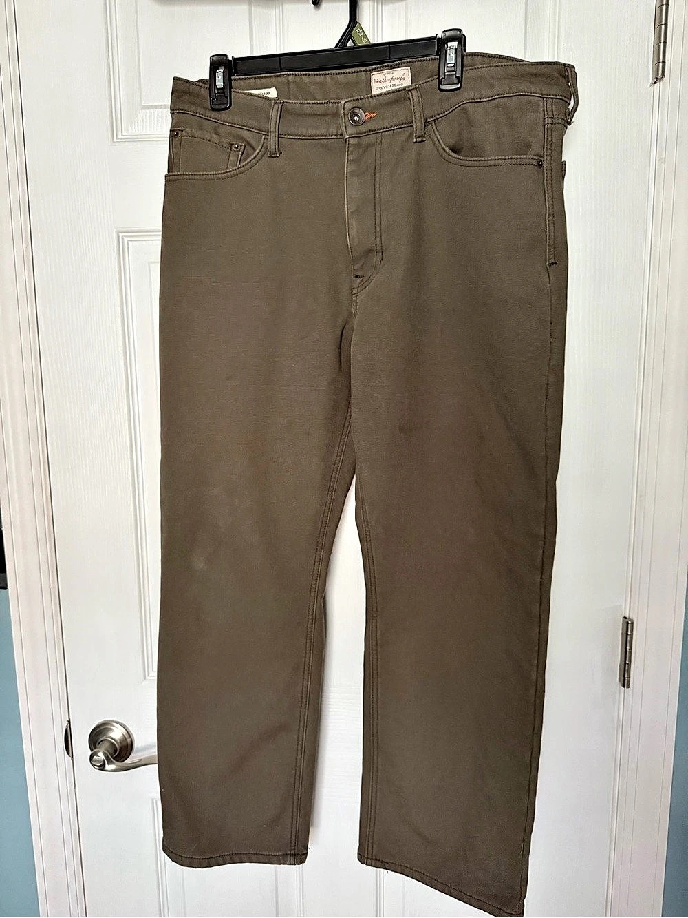 Weatherproof Vintage Stretch Canvas 5-Pocket Pants Brown Waist 36 x 29